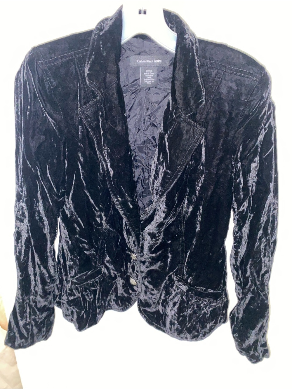 CALVIN KLEIN CRUSHED VELVET BLAZER SMALL PETITE